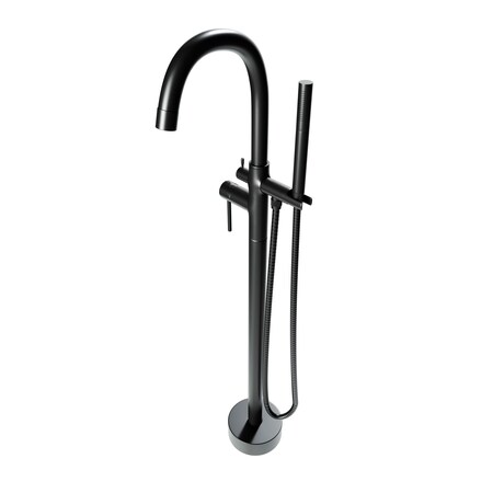 Castello Usa Neptune Freestanding Matte Black Gooseneck Tub Filler Faucet with Standard Handle CB-F04-MB